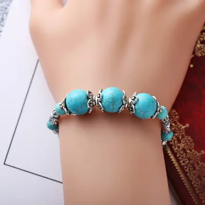 Turquoise Beaded Bracelet for Women Vintage Style