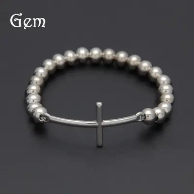 Stainless Steel Cross Pendant Bracelet for Teens & Young Adults