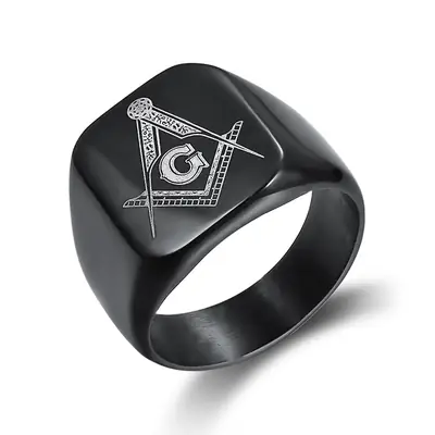 Black Titanium Masonic Ring for Men