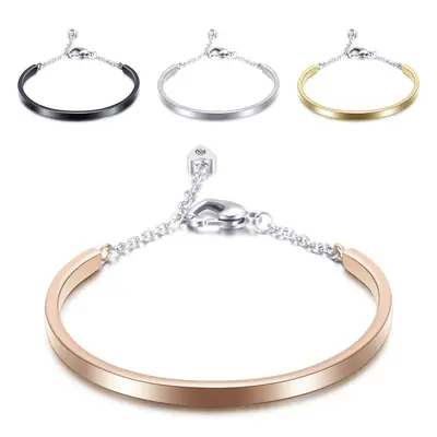 U-Shaped Bracelet Titanium Steel Black Silver Gold 4mm