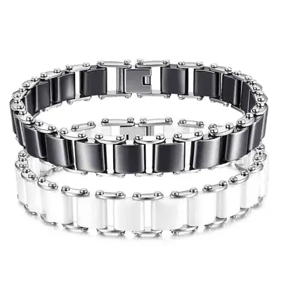 Stainless Steel Ceramic Bracelet Black White Lightweight Durable