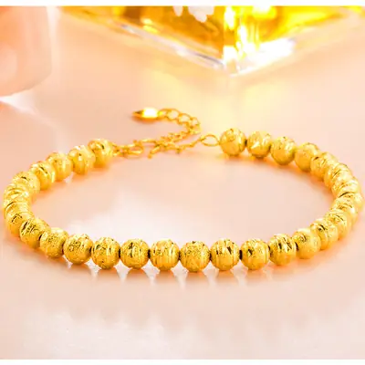 Gold Plated Frosted Round Bracelet for Women