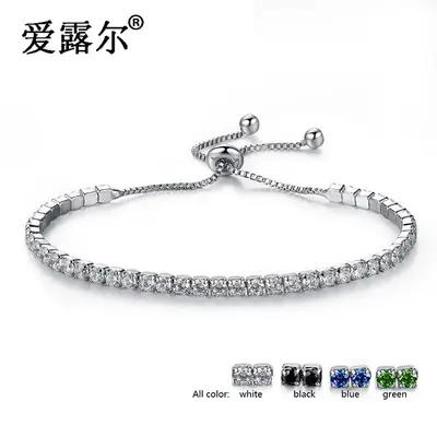 Adjustable Crystal Bracelet for Women White Black Blue Green