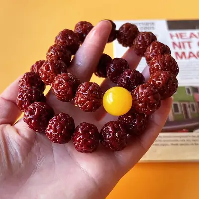 Rudraksha Bracelet Red Yellow Beads for Men Women