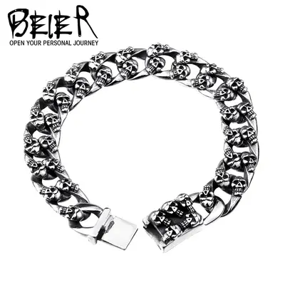 Skull Bracelet Titanium Steel Men Daily Wear