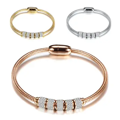 18K Gold Crystal Beaded Bracelet for Women