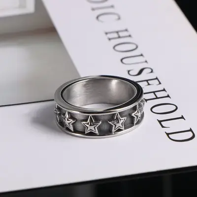 Stylish Star Ring Titanium Steel for Men Women