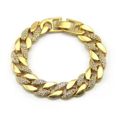 Gold Cuban Chain Bracelet with Diamonds for Men