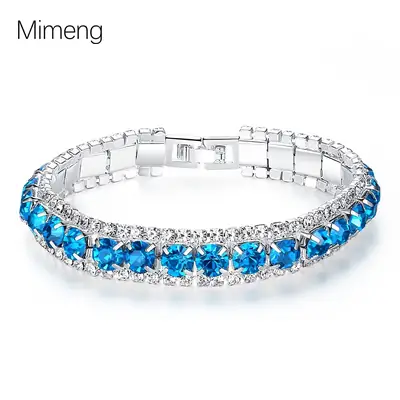 Blue Crystal Bracelet for Women Wedding Office Daily Wear