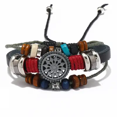 Retro Cowhide Bracelet with Sunflower Design All-Match