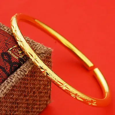 Gold Star Engraved Bracelet for Women