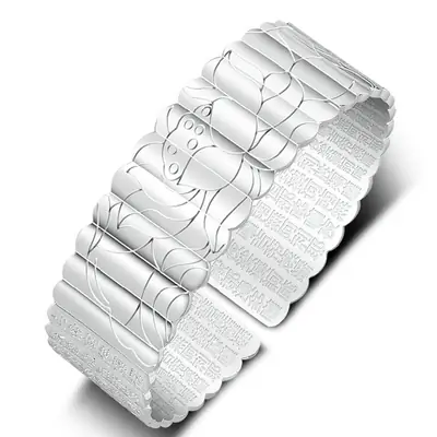 Silver Plated Lotus Bracelet for Women with Mantras thumbnail 5