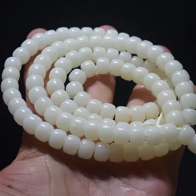 White Jade Bodhi Root Mala for Women Daily Wear