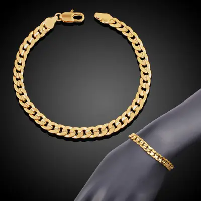 Gold Plated Cuban Link Bracelet for Men