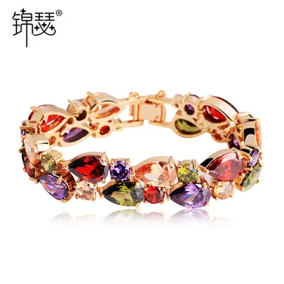 Rainbow Zircon Bracelet Rose Gold Pakistani Women