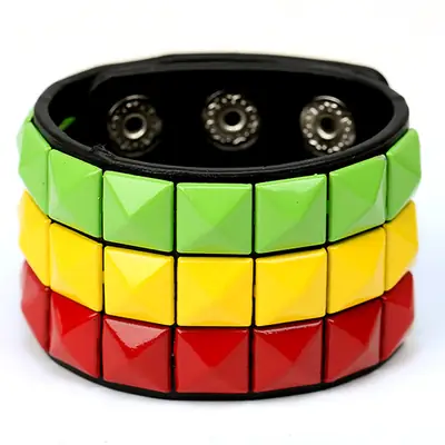 Multicolor Pyramid Stud Bracelet for Men