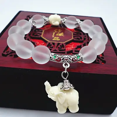 Frosted Crystal Baby Elephant Bracelet for Women