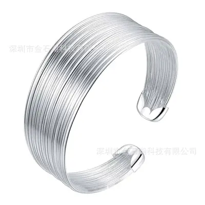 Silver Multi-Line Bracelet for Women, Lightweight, Durable, Retro Design