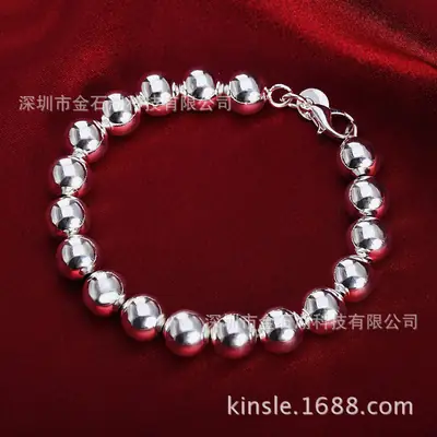 10MM Buddha Beads Silver Plated Bracelet for Daily Wear