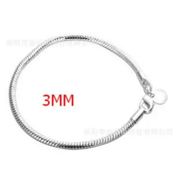 3MM Silver Snake Bone Bracelet for Women