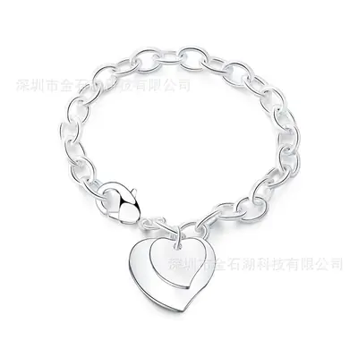 Silver Double Heart Bracelet for Women