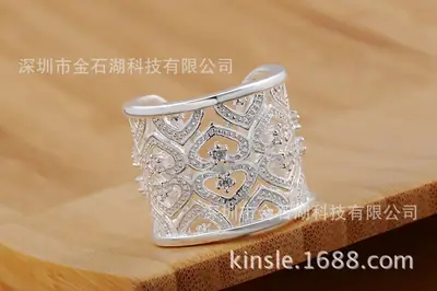 Silver Multi-Heart Cuff Ring with Zircon Stones