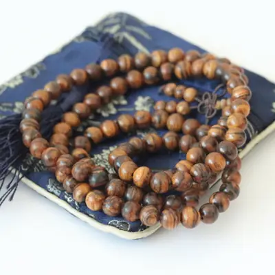 108 Bead Agarwood Bracelet Tiger Skin Pattern