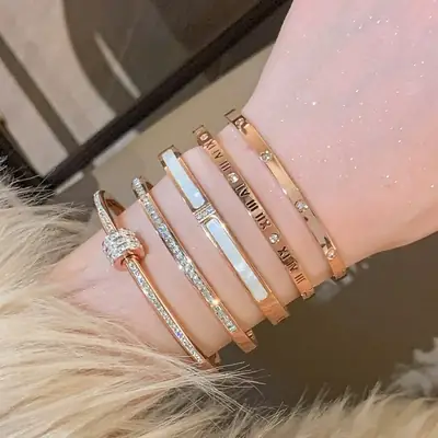 Rose Gold Zircon Bracelets Set for Women thumbnail 2