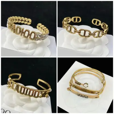 Gold Brass Open Bracelet with Sparkling Accents