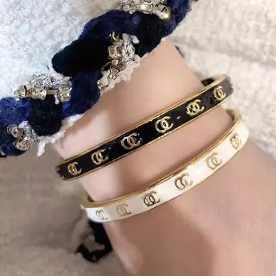 Double C Bracelets Black White Gold Pakistani Women