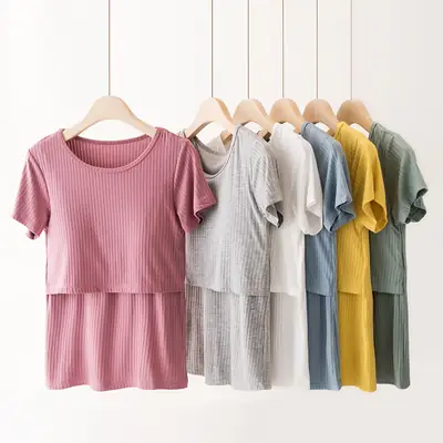 Nursing Tops for Pregnant Women Summer Short Sleeve Multi Color