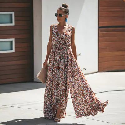 Sleeveless Bohemian Dress for Women Yellow High Quality New 2025