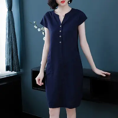 Elegant Plus Size V-neck Summer Dress Light Green