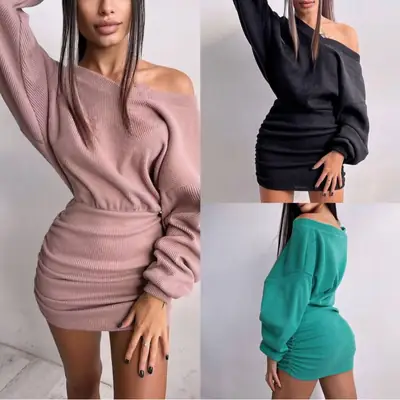 V-Neck Knitted Dress for Women Winter Pakistan