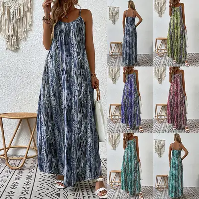 Women Printed Suspender Dress Summer Trendy New Collection