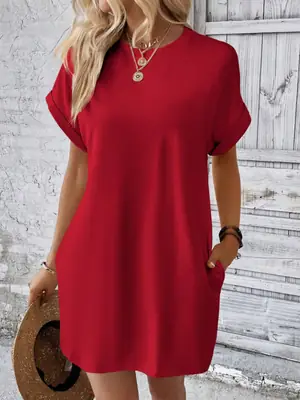 Women's Short Sleeve Stitched Dress White Latest Collection