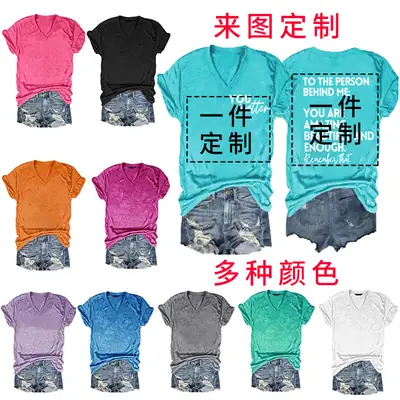 Women V-Neck Printed T-Shirt Summer Casual Multi Color