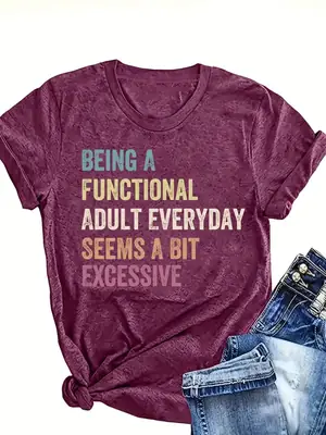 Women Casual Graphic T-Shirt Maroon with Print