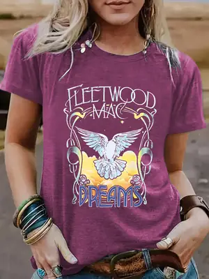 Women Fleetwood Mac Dreams T-Shirt Purple Short Sleeve Summer Fashion