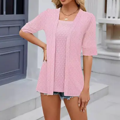 Pink Loose Short Sleeve T-Shirt Women Summer Casual