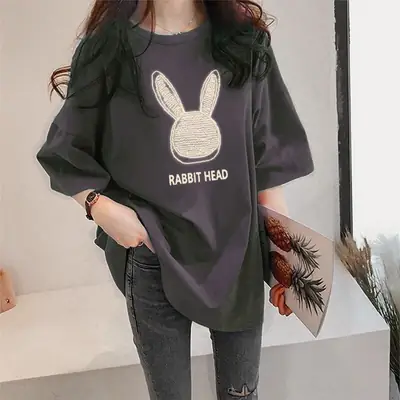 Women Loose Rabbit Head T-Shirt Plus Size Summer