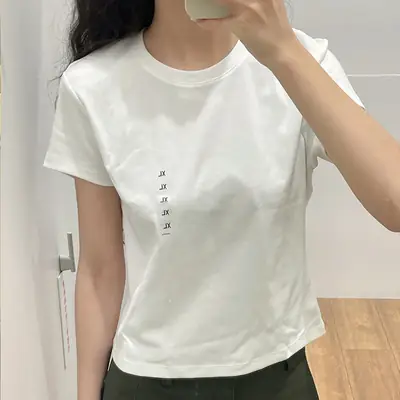 Women White Slim Fit Crewneck T-Shirt XL