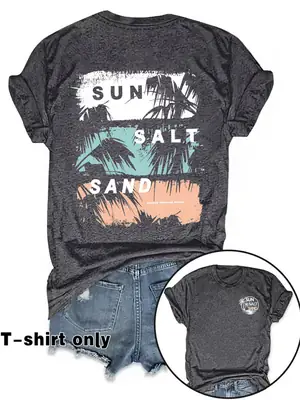 Women Graphic T-Shirt Sun Salt Sand Plus Size