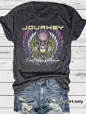 Women's Journey 1981 T-Shirt Dark Grey Short Sleeve