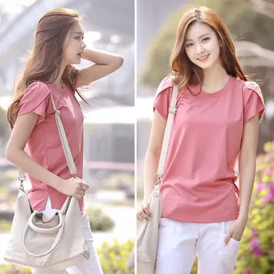 Plus Size Korean Loose T-Shirt Pink Summer Women