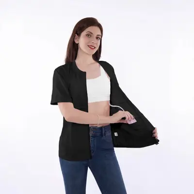 Black Full Zipper Mastectomy Shirt for Women Post Recovery