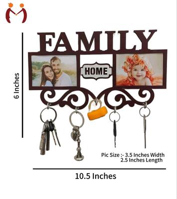 Family Wall Art Key Holder Brown MDF 5-Piece Set thumbnail 8