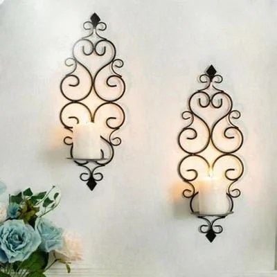 Modern Black Wall Shelves Set of 2 Decorative Wall Art 14"