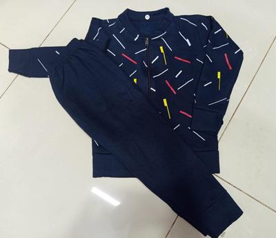 2 Pcs Boy's Fleece Printed Zipper Tracksuit thumbnail 2