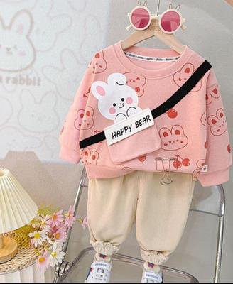 Cozy Fleece Printed Tracksuit for Boys & Girls - 2 Pcs Set
